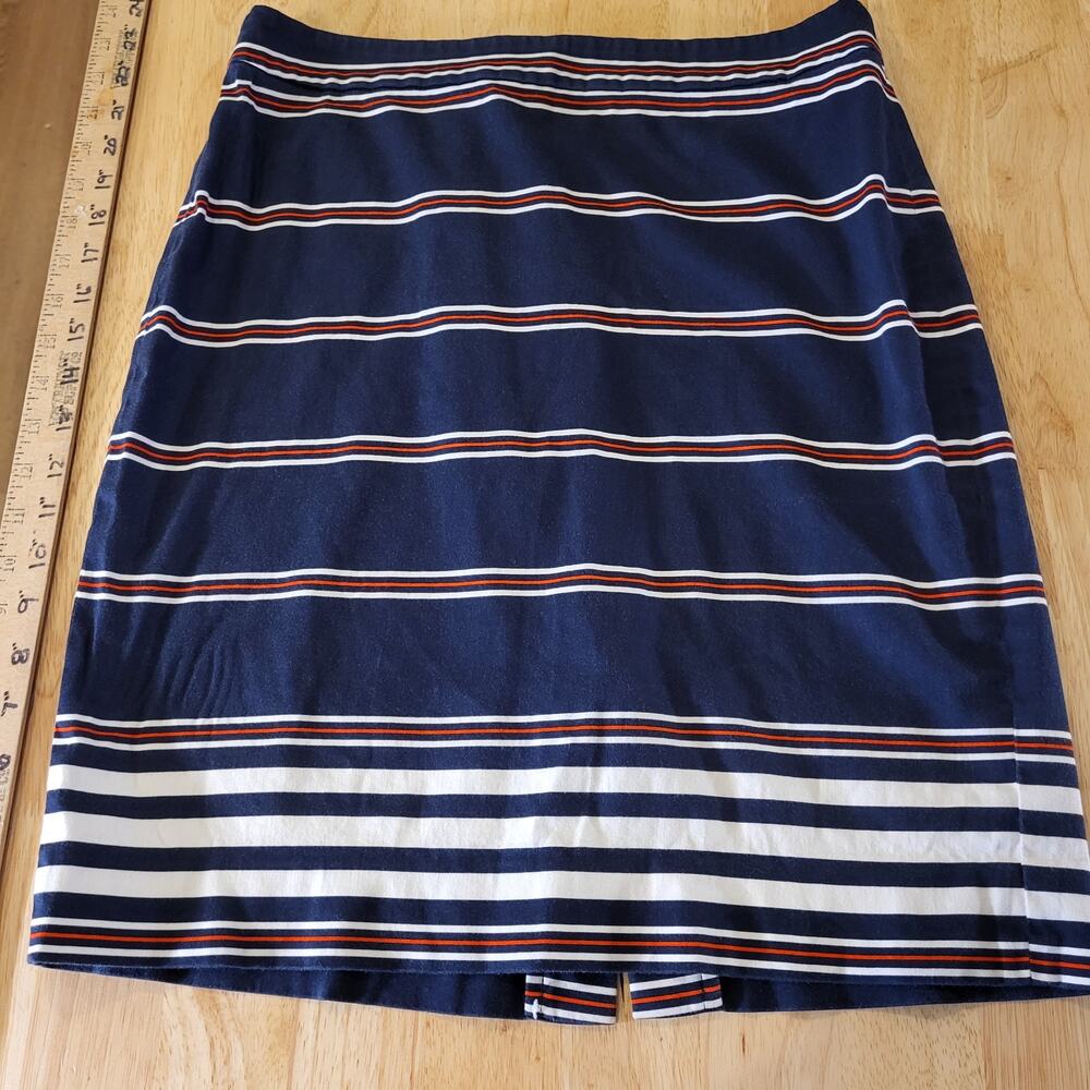 J.Crew The Pencil Skirt Red White Blue Stripes Cotton Size 6